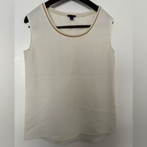Ann Taylor Cream Tank Top with Gold Trim